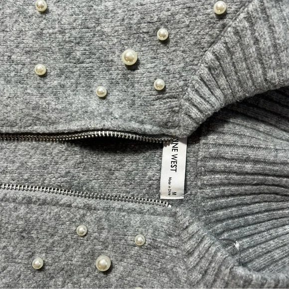 Nine West Gray Cardigan with Pearl Accents - Picture 3 of 5